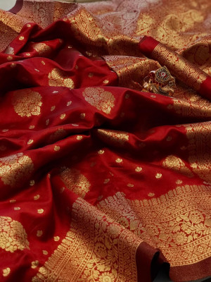 Soft banarasi silk saree with gold zari work