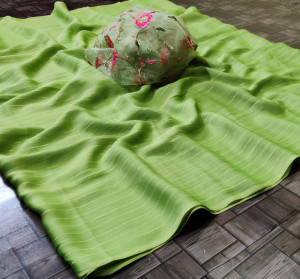 Green color panchuri zari chiffon saree
