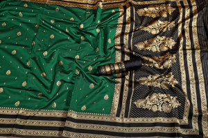 Green color soft banarasi silk saree