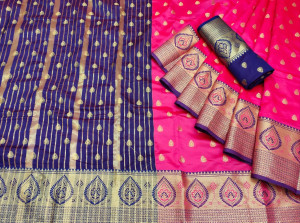 Gajari color soft banarasi silk jacquard weaving saree
