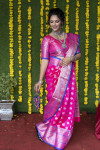 Pink color soft lichi silk saree with silver zari weaving work