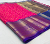Dark pink color kanchipuram silk saree with golden zari work