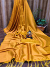 Yellow color soft silk saree with zari weaving work