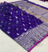 Purple color banarasi silk saree with silver zari weaving work