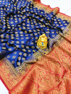 Navy blue color banarasi silk saree zari weaving work