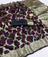 Black color bandhani silk saree with zari weaving work