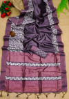 Magenta color cotton silk saree with printed work