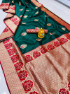Dark green color kanchipuram silk saree with zari weaving work