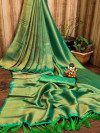 Dark green color soft silk saree with zari weaving work