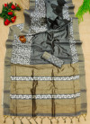 Gray color cotton silk saree with printed work