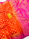 Orange color banarasi silk saree zari weaving work