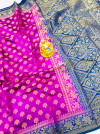 Rani pink color banarasi silk saree zari weaving work