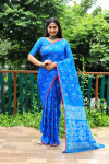 Sky blue color soft bandhej silk saree with sequence work