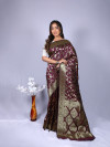 Magenta color pure silk saree with zari weaving work