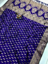 Violet color banarasi silk saree with zari weaving work