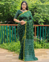 Green color soft bandhej silk saree with sequence work