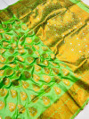 Olive dark green color banarasi silk saree with zari weaving work