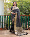 Black color cotton silk saree with zari weaving work