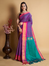 Purple color soft cotton saree with woven design
