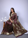 Magenta color pure silk saree with zari weaving work