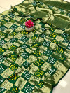 Green color bandhej silk saree with zari weaving work