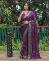 Magenta color bandhej silk saree with zari weaving work