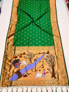 Water green color paithani silk saree with zari weaving work