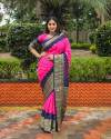 Multi color hand bandhej silk saree with zari weaving work
