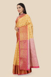 Yellow color tissue silk saree with woven design