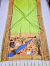 Apple green color paithani silk saree with zari weaving work