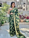 Green color soft art silk saree with zari weaving work