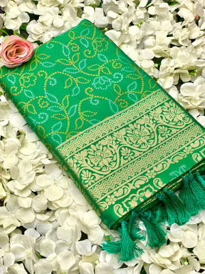 Green color soft cotton silk saree with zari weaving work