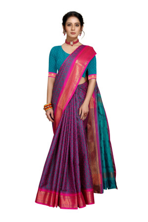 Purple color soft cotton saree with woven design
