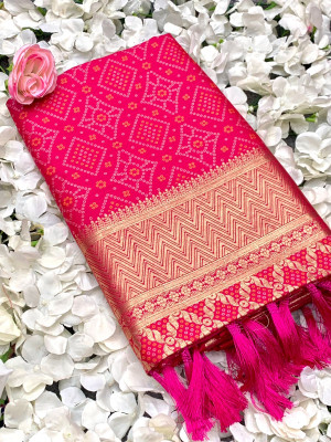 Pink color cotton silk saree with zari weaving work