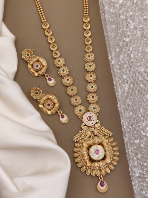 Antique Gold-Plated Antique Indian Jewelry Set