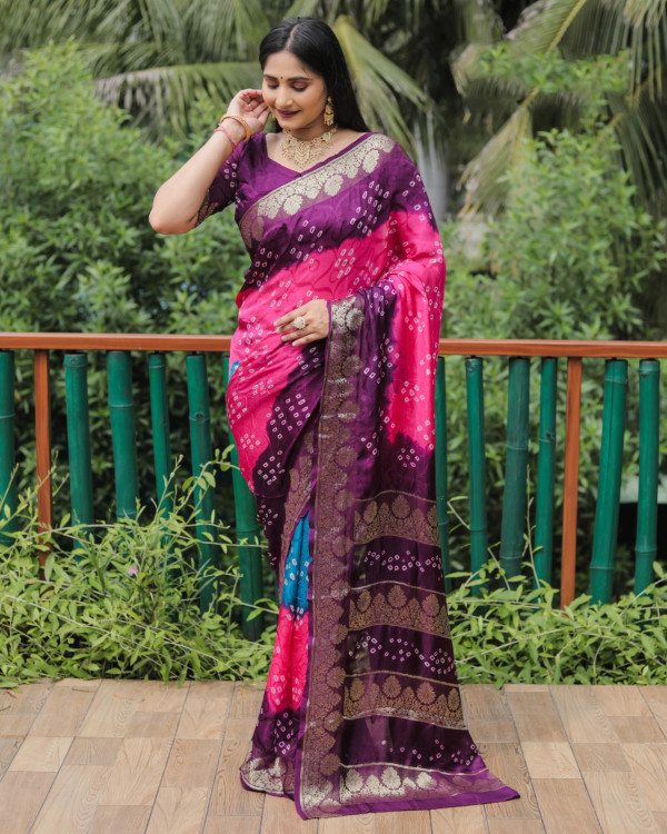 Buy Rupatika Woven Banarasi Pure Silk, Cotton Silk Green, Pink Sarees  Online @ Best Price In India | Flipkart.com