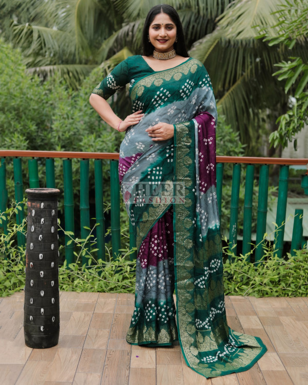 Handcrafted Light Green Silver Tissue Linen saree with silver Zari border -  Kihums handloom - 3339694