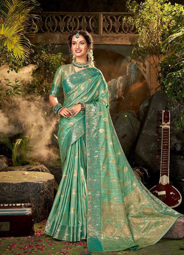 Sea Green Color Saree featured by Aalia Bhatt - Ethnic Race