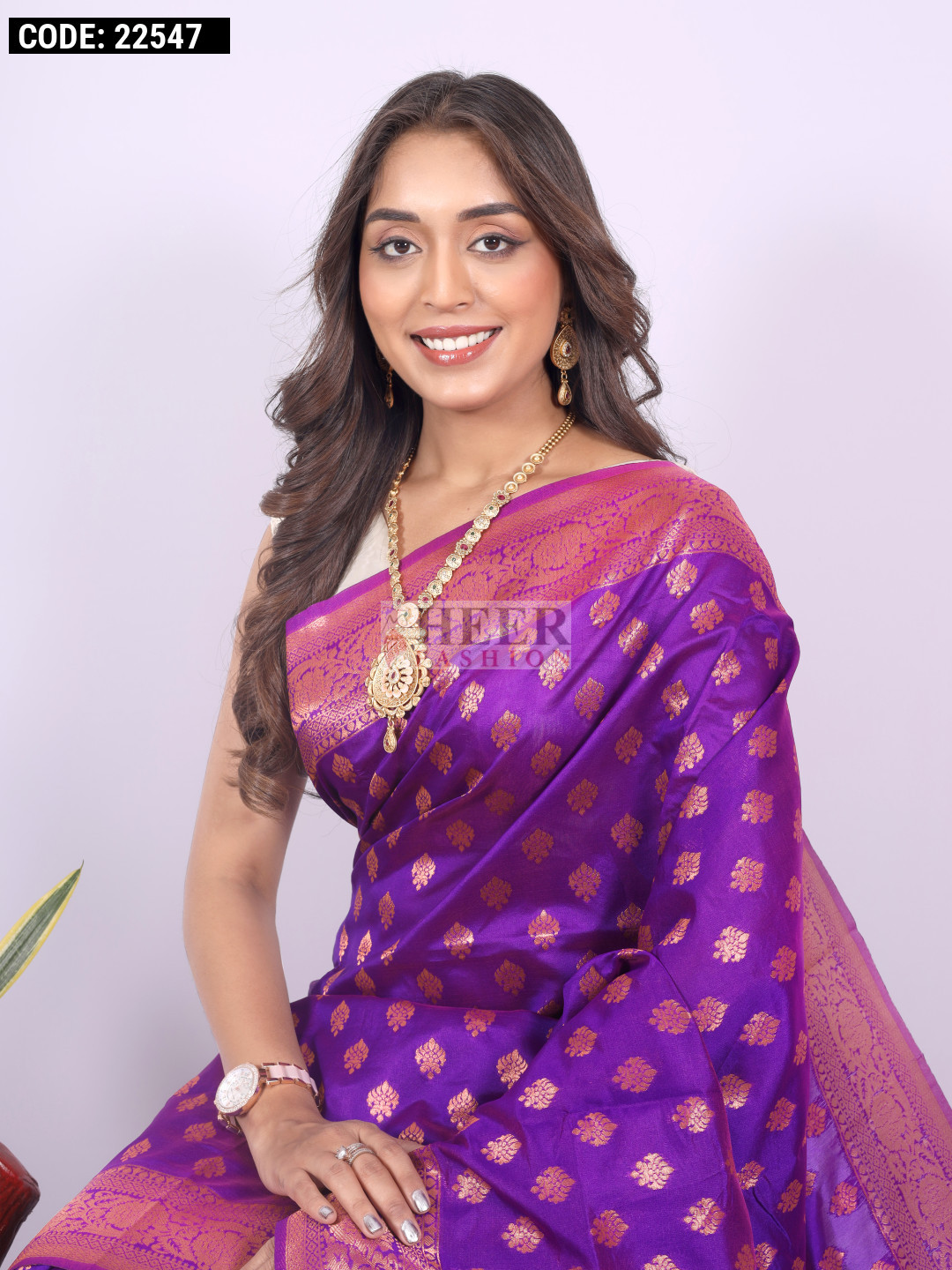 Purple Color Banarasi Silk Saree With Zari Weaving Work purple-color-banarasi-silk-saree-with-zari-weaving-work