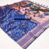 Blue color paithani silk saree with zari weaving work