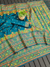 Firoji color soft pashmina silk saree with woven design