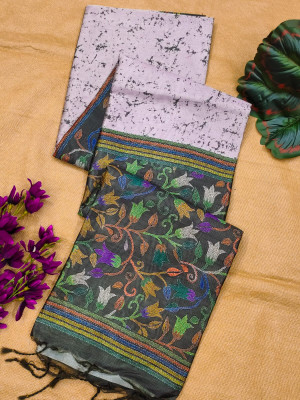 Lavender color tussar silk saree with digital printed work