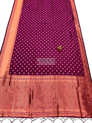 Magenta color soft banarasi silk saree with zari weaving work