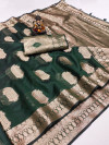 Fancy green organza silk banarasi saree with zari weaving work