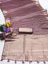 Coffee organza silk banarasi saree with zari weaving work