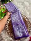Purple banarasi handloom tissue silk saree with silver zari weaving work