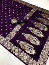 Wine traditional banarasi silk saree with meenakari zari weaving work