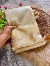 Traditional handloom tissue silk golden saree with zari woven work