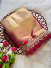 Traditional handloom tissue silk golden saree with zari woven work