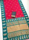 Pink traditional banarasi silk saree with zari weaving work
